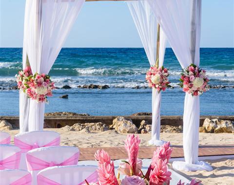 A wedding set up on a beach