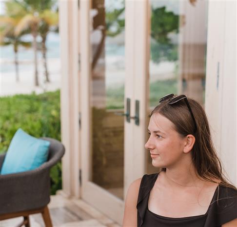 Dining terrace at Delamre