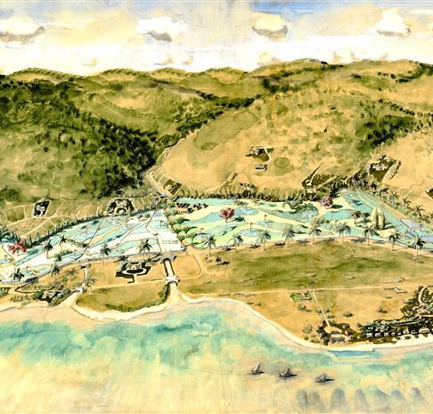 Half Moon Birds Eye View Painting