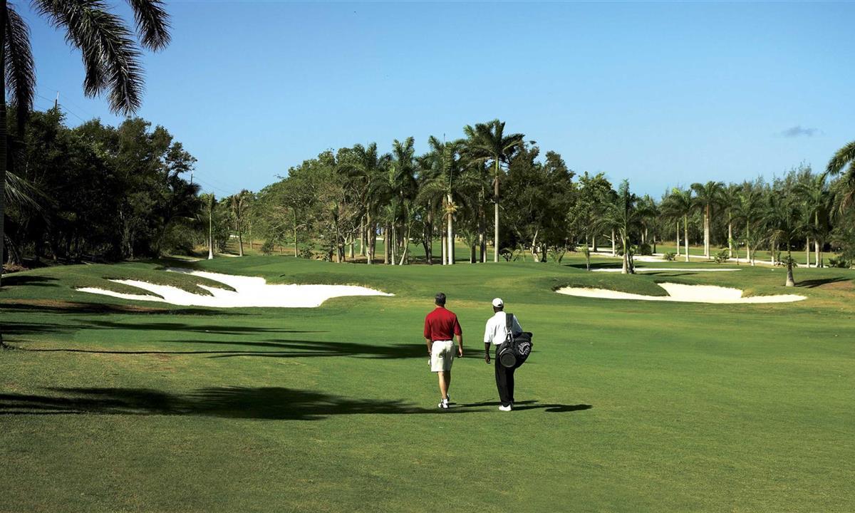 golfer and caddy on the green