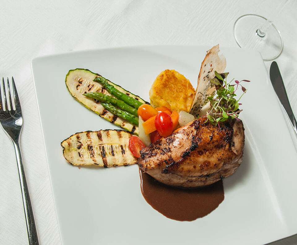 Chicken breast and roasted seasonal veggies