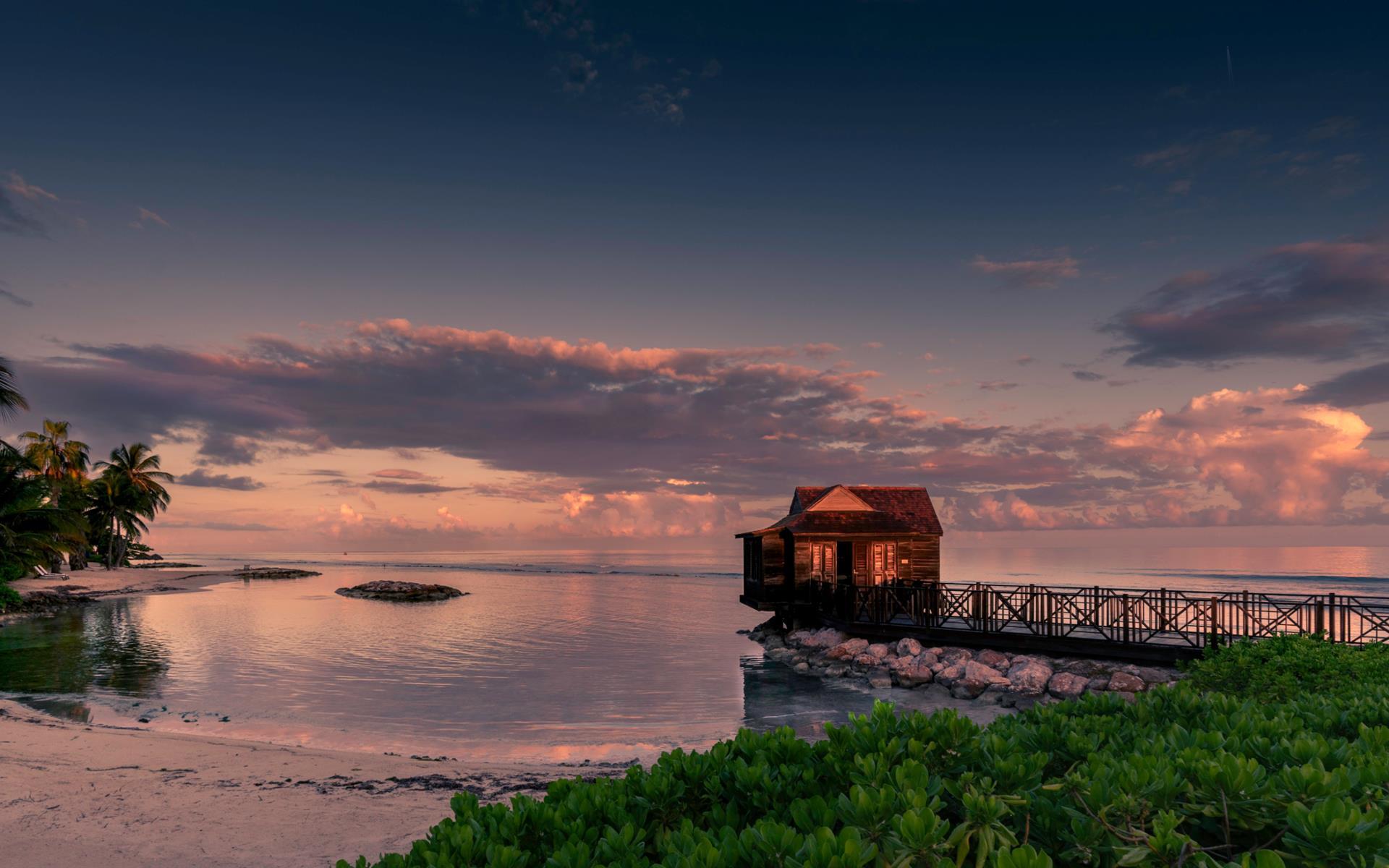 A house on a dock by water