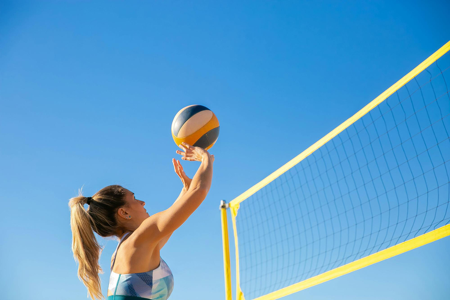 Playing Beach Vollyball