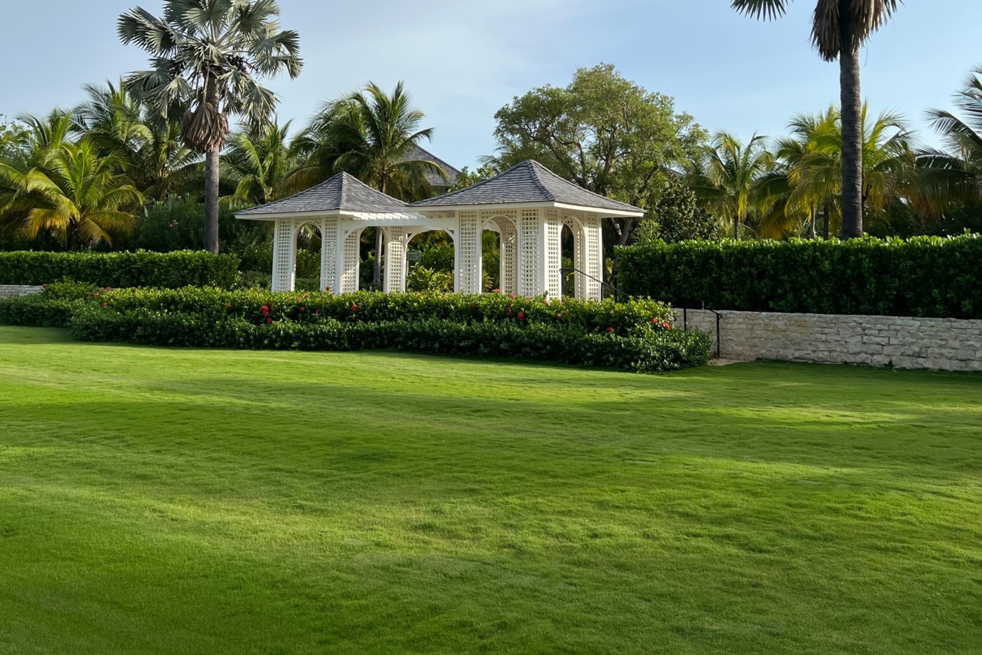 Pagoda next to lawn
