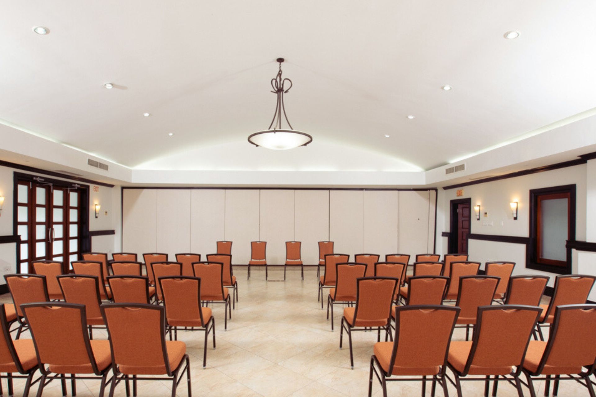 A room with tables and chairs