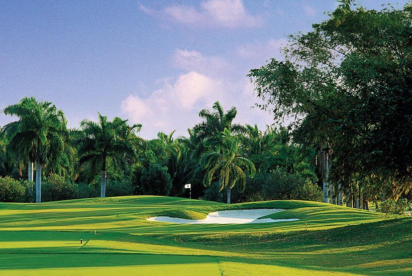 Golf course with sand traps