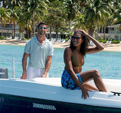 couple on a boat in Jamaica