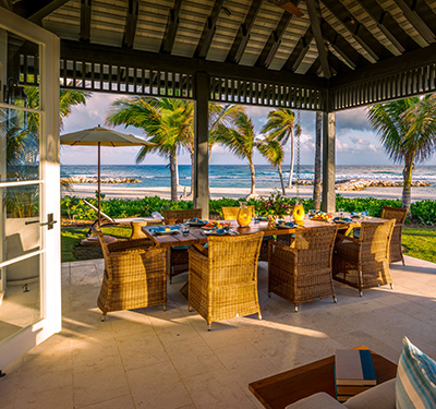 dining table overlooking beautiful oceanfront