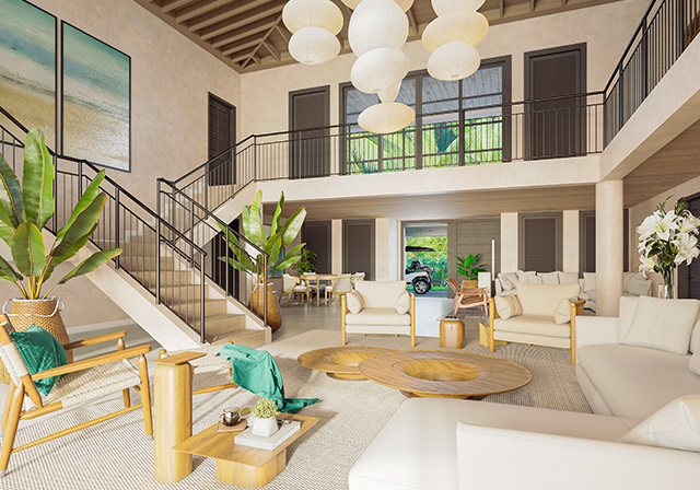 Inside of the villas