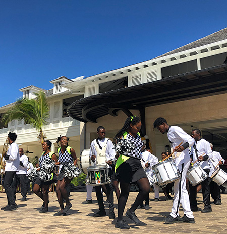 Marching bands dancing