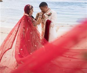 beautiful Indian couple on the beach