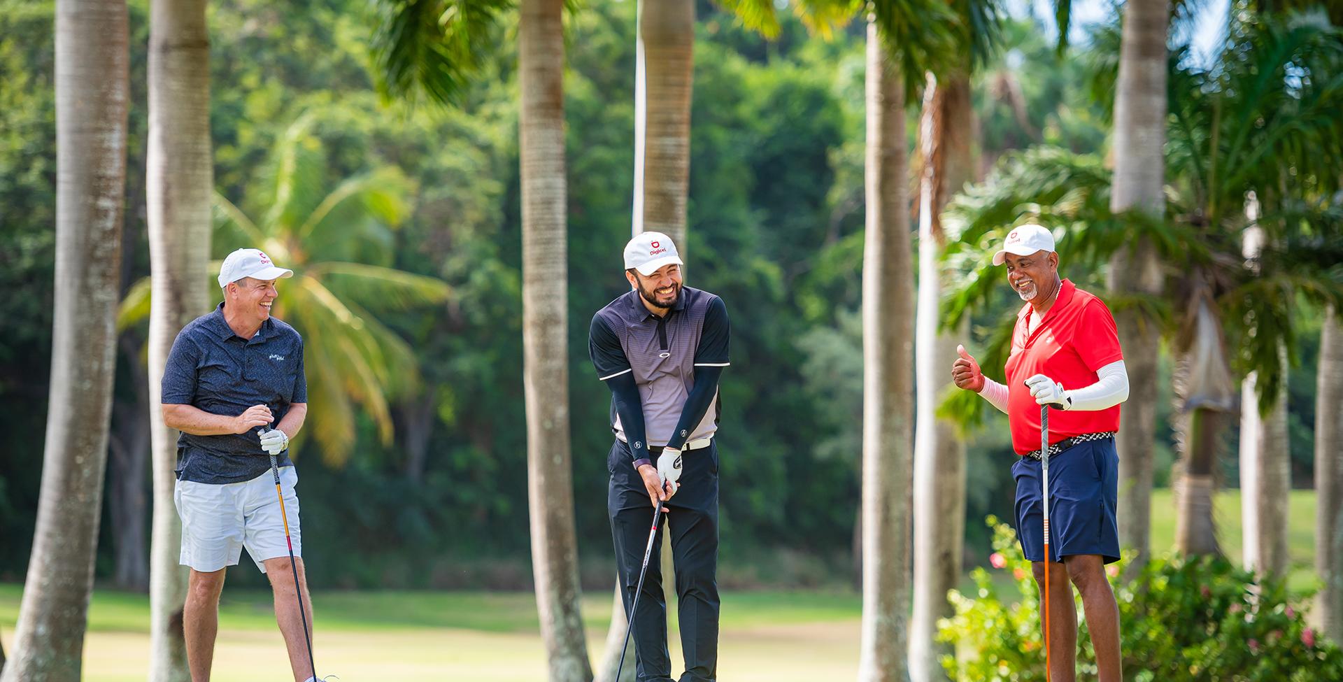 A man holding a golf club