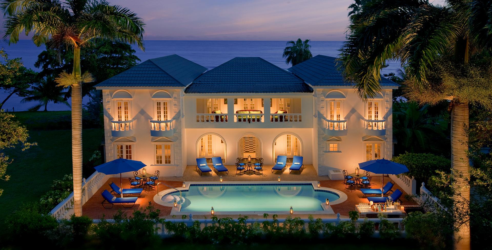 A house with a pool and trees