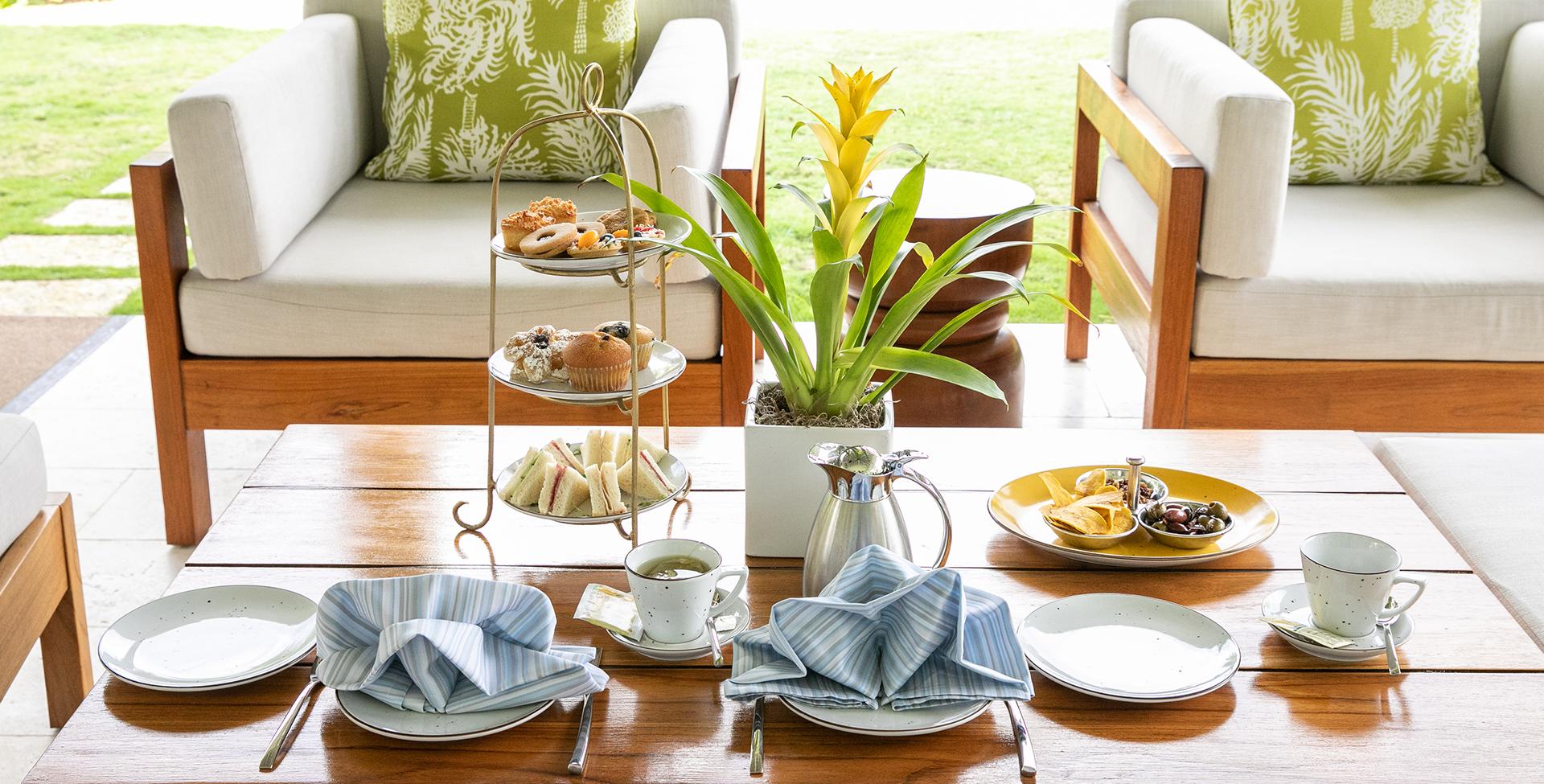 A table with plates and food on it