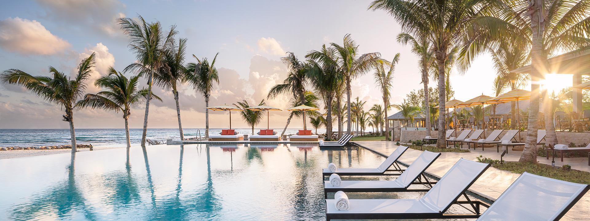 sunset pool view at Half Moon Resort